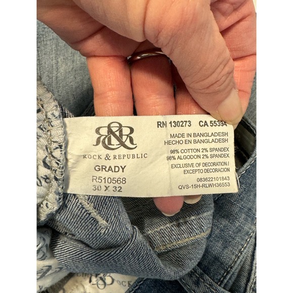 Rock & Republic Men’s Jeans Relaxed Straight Grady Size 30x32 - Picture 8 of 10